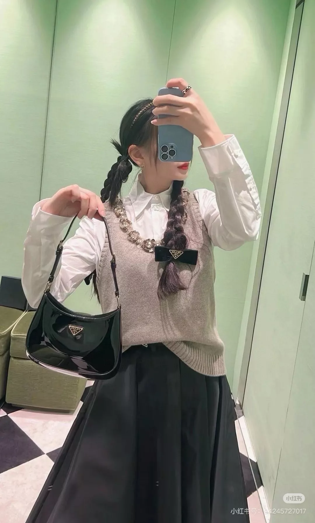 프라다 클레오 블랙 미니 호보백 상세 이미지 14