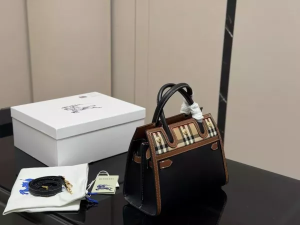 버버리 체크 패널 스몰 토트백