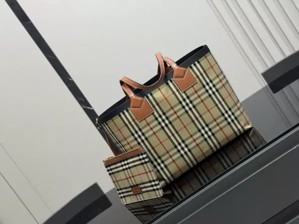 버버리 체크 캔버스 대용량 쇼퍼백