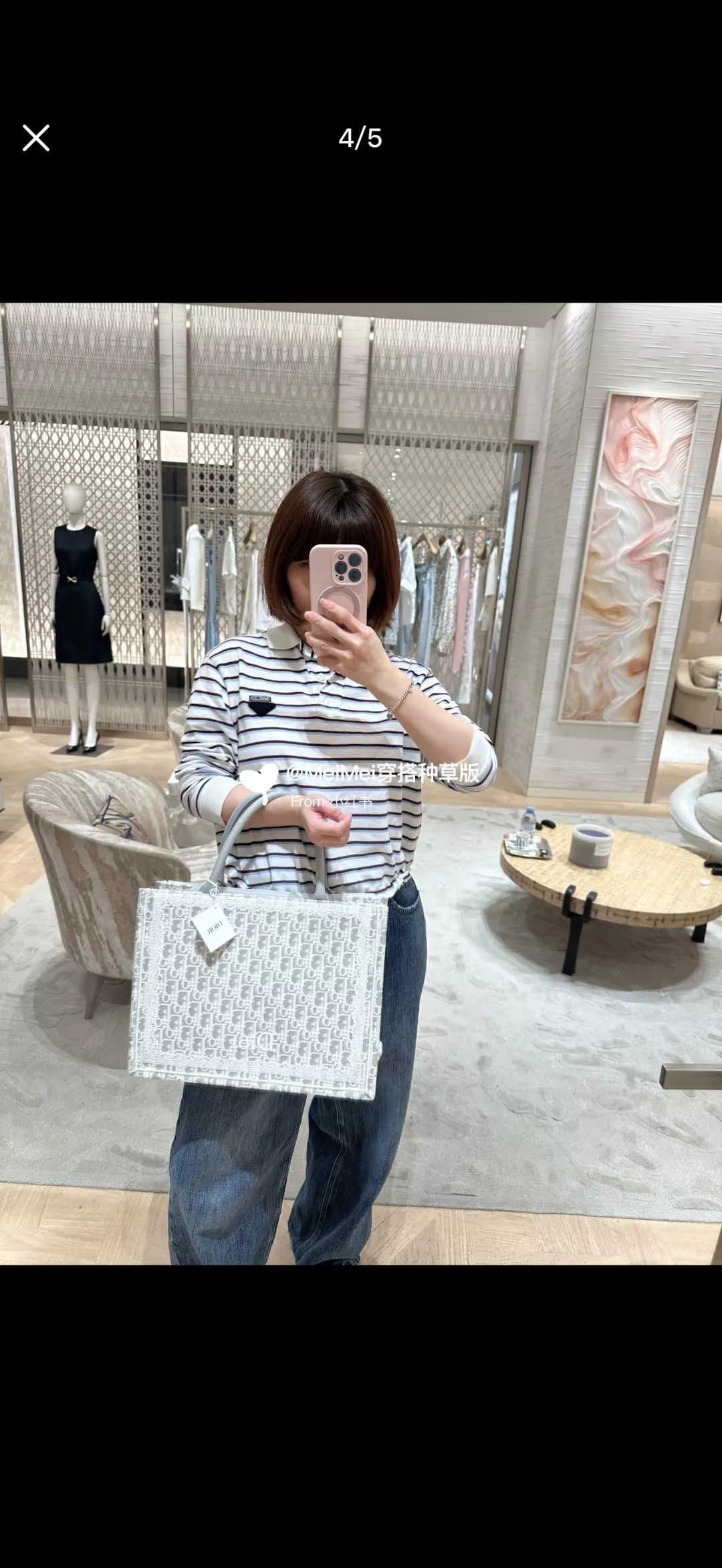 디올 자카드 북 토트백 중형 상세 이미지 19