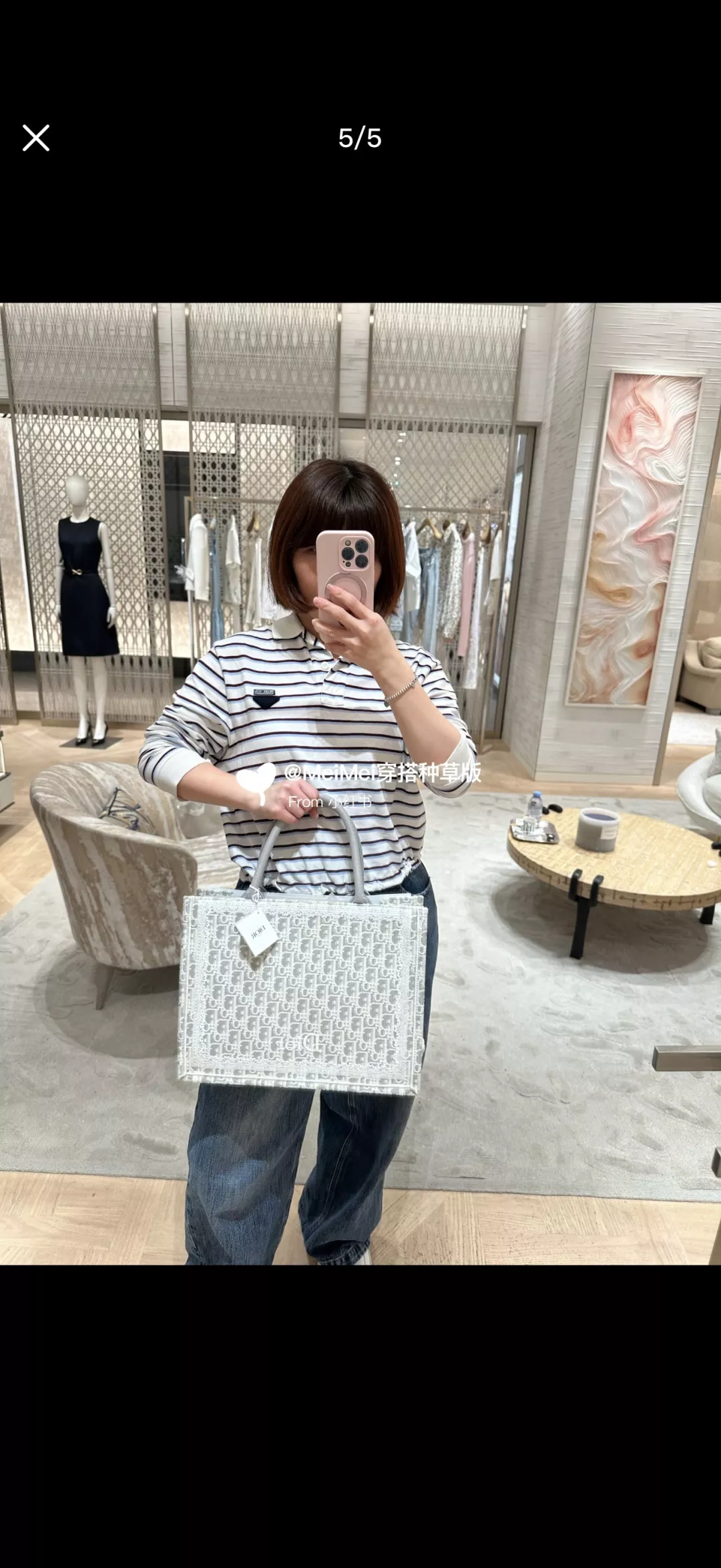 디올 자카드 북 토트백 중형 상세 이미지 20