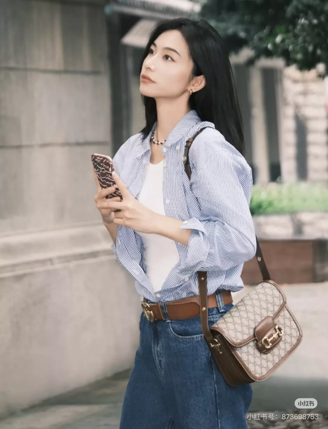 구찌 모노그램 마구장식 복고 숄더백 상세 이미지 15