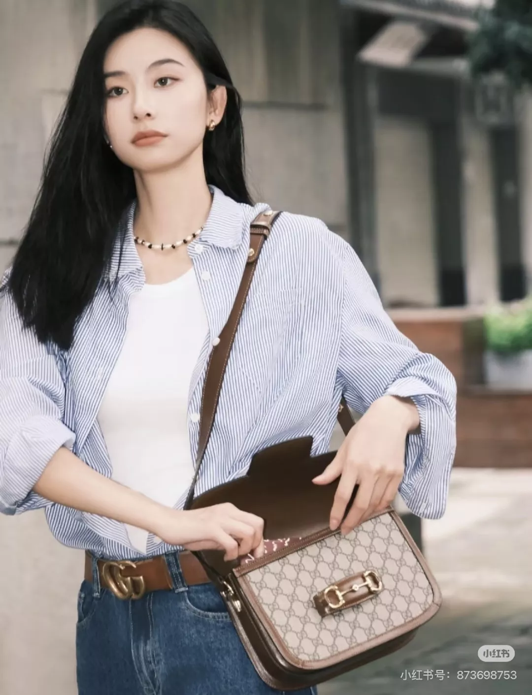 구찌 모노그램 마구장식 복고 숄더백 상세 이미지 16