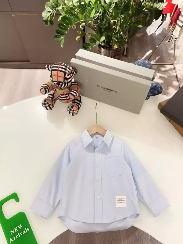 톰브라운 코튼 워싱 버튼 아동용 긴소매 셔츠