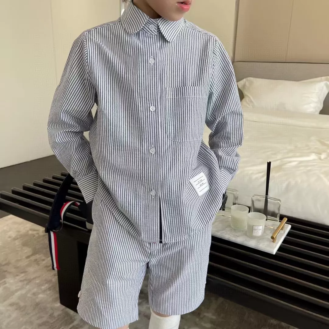 톰브라운 스트라이프 시어서커 아동용 긴소매 셔츠 상세 이미지 10
