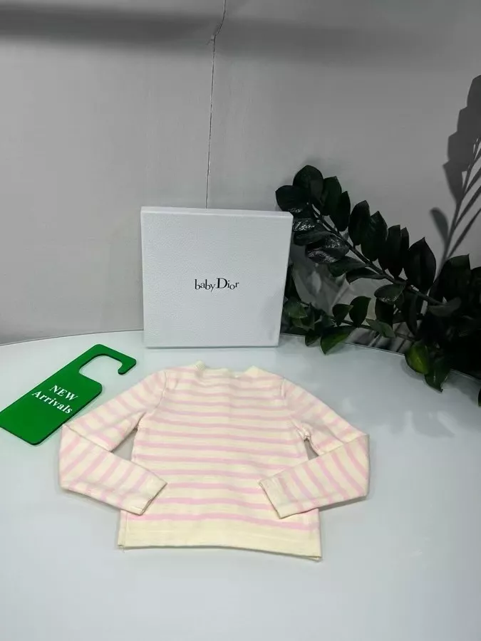 디올 스트라이프 자수 로고 아동용 긴소매 가디건 상세 이미지 8