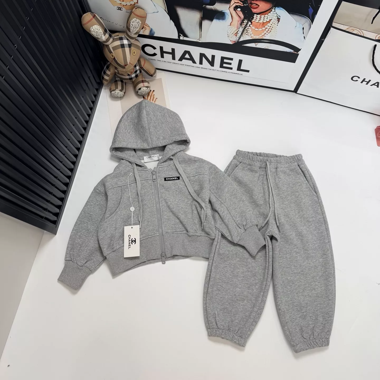 샤넬 순면 후드 상하의 아동용 상하의 세트 상세 이미지 1