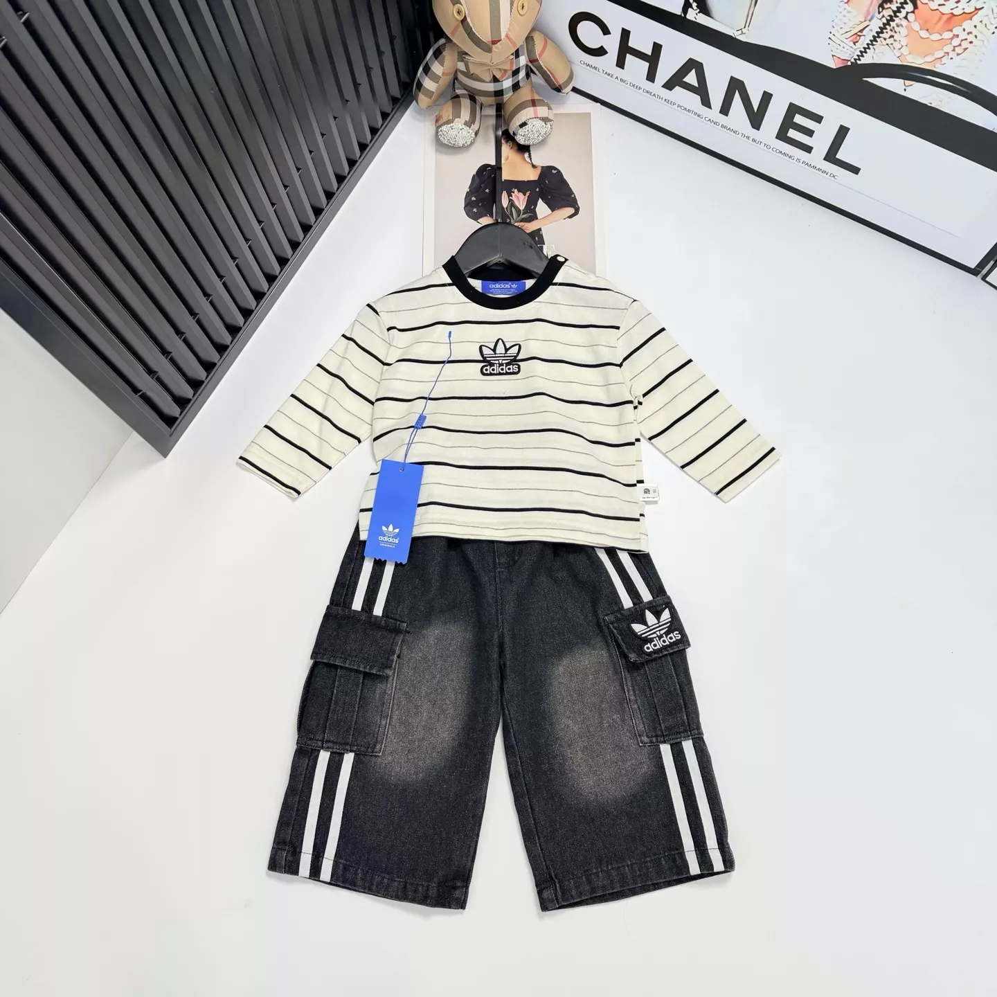 아디다스 스트라이프 상하의 유아용 상하의 세트 상세 이미지 6