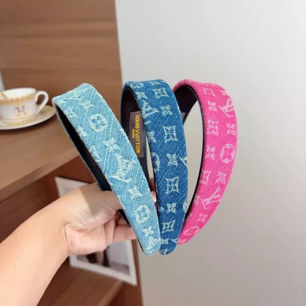 루이비통 더블 데님 로고 헤어밴드