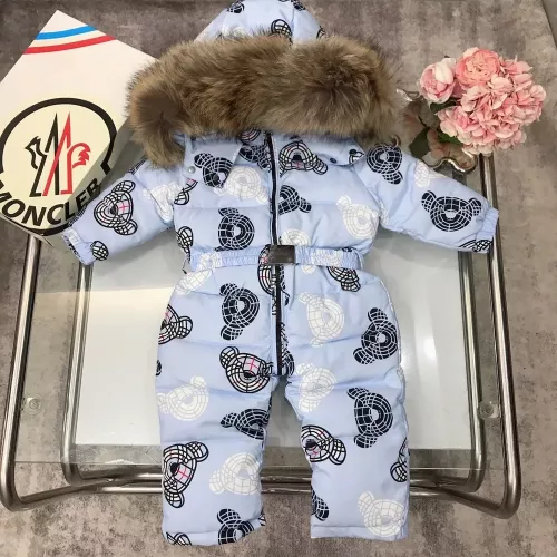 버버리 체크 곰무늬 다운 유아용 점프수트
