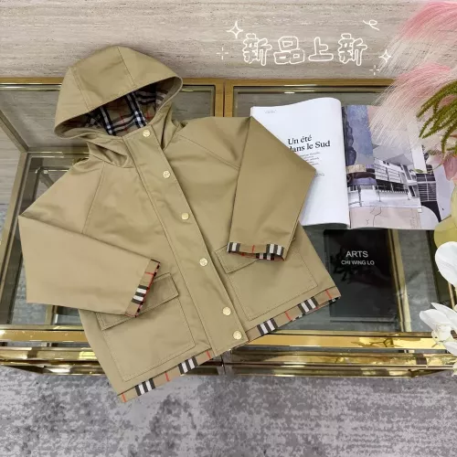 버버리 체크 배색 이중 여밈 아동용 후드 재킷