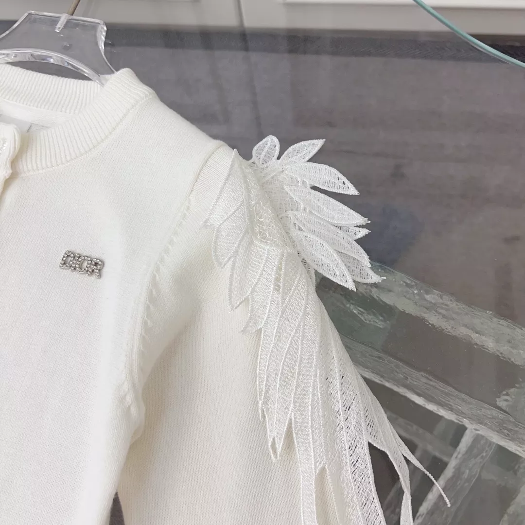 디올 천사 날개 장식 순면 니트 가디건 상세 이미지 3