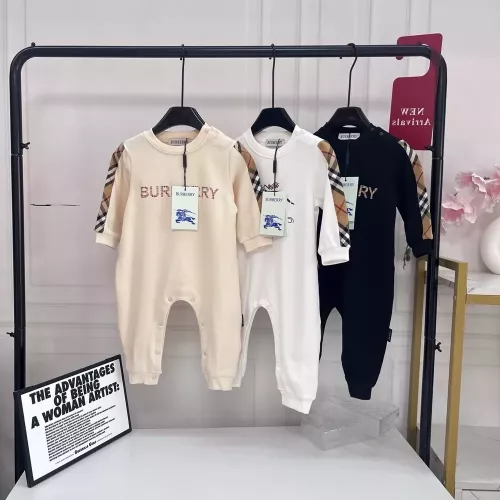 버버리 체크 소매 면 긴소매 유아용 점프수트