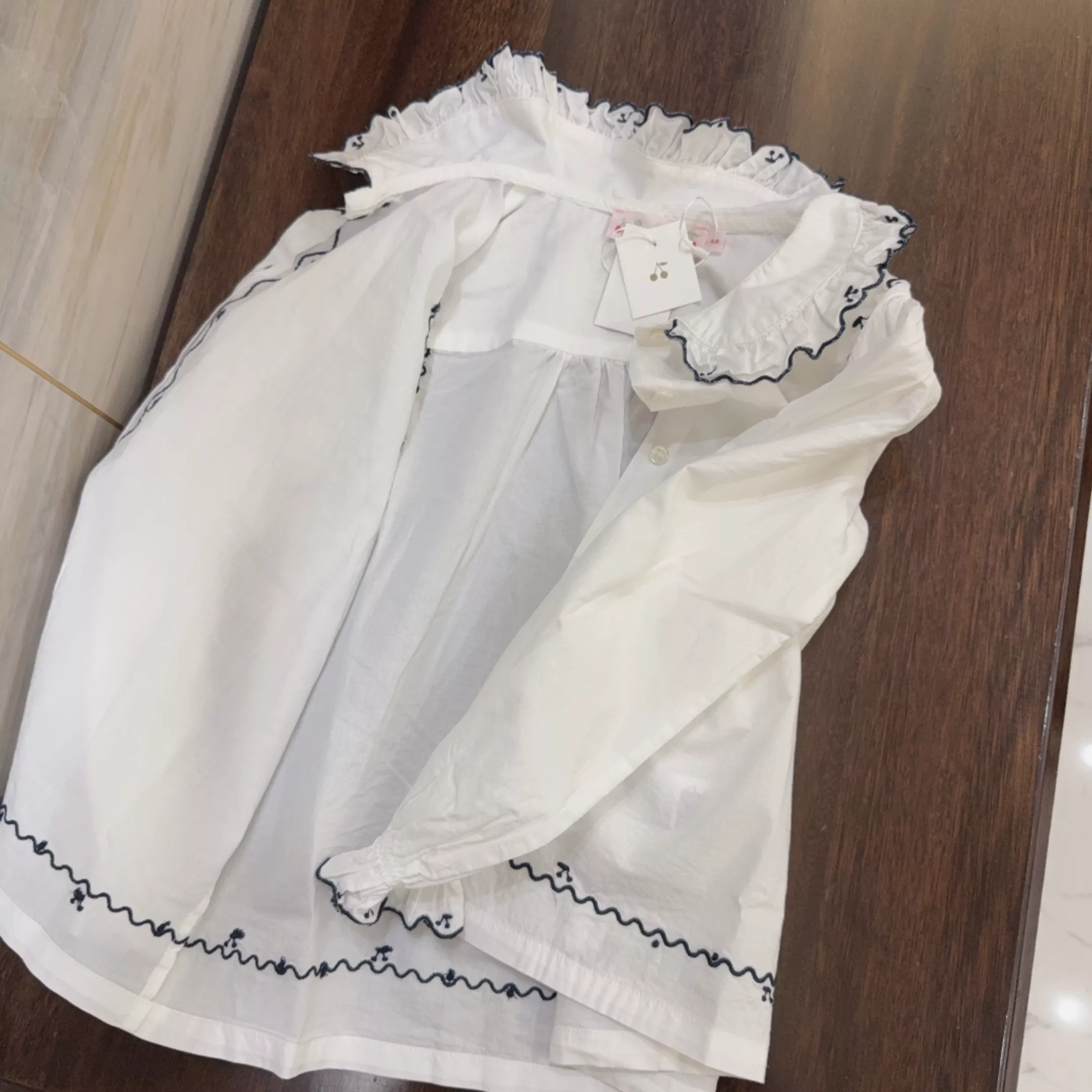 봉쁘앙 체리 자수 카라 아동용 긴소매 블라우스 상세 이미지 20