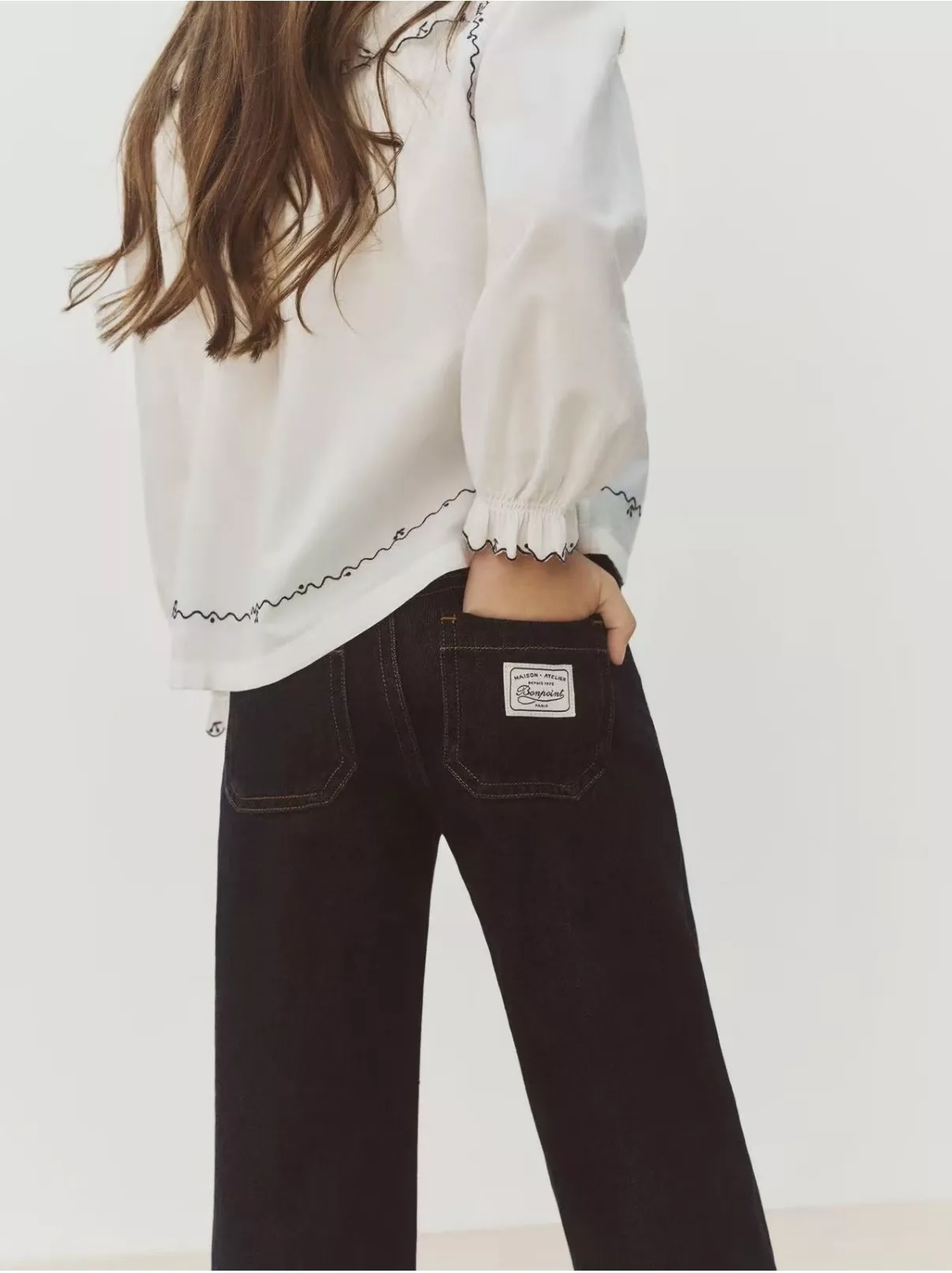 봉쁘앙 체리 자수 카라 아동용 긴소매 블라우스 상세 이미지 5