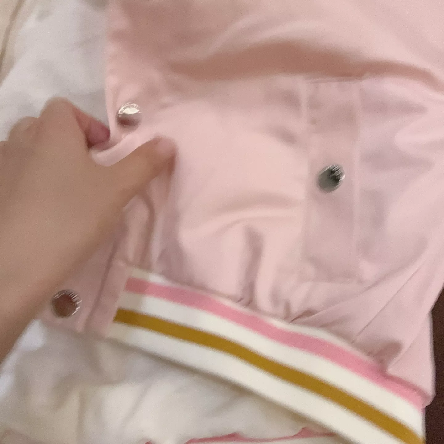 봉쁘앙 체리 자수 배색 립 아동용 버튼 재킷 상세 이미지 16