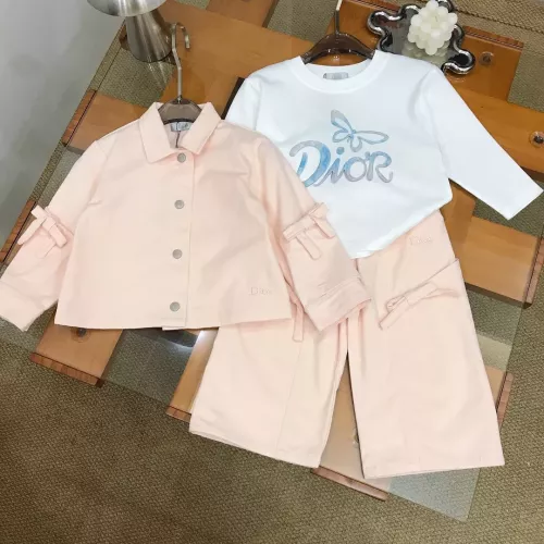 디올 나비 장식 데님 아동용 쓰리피스