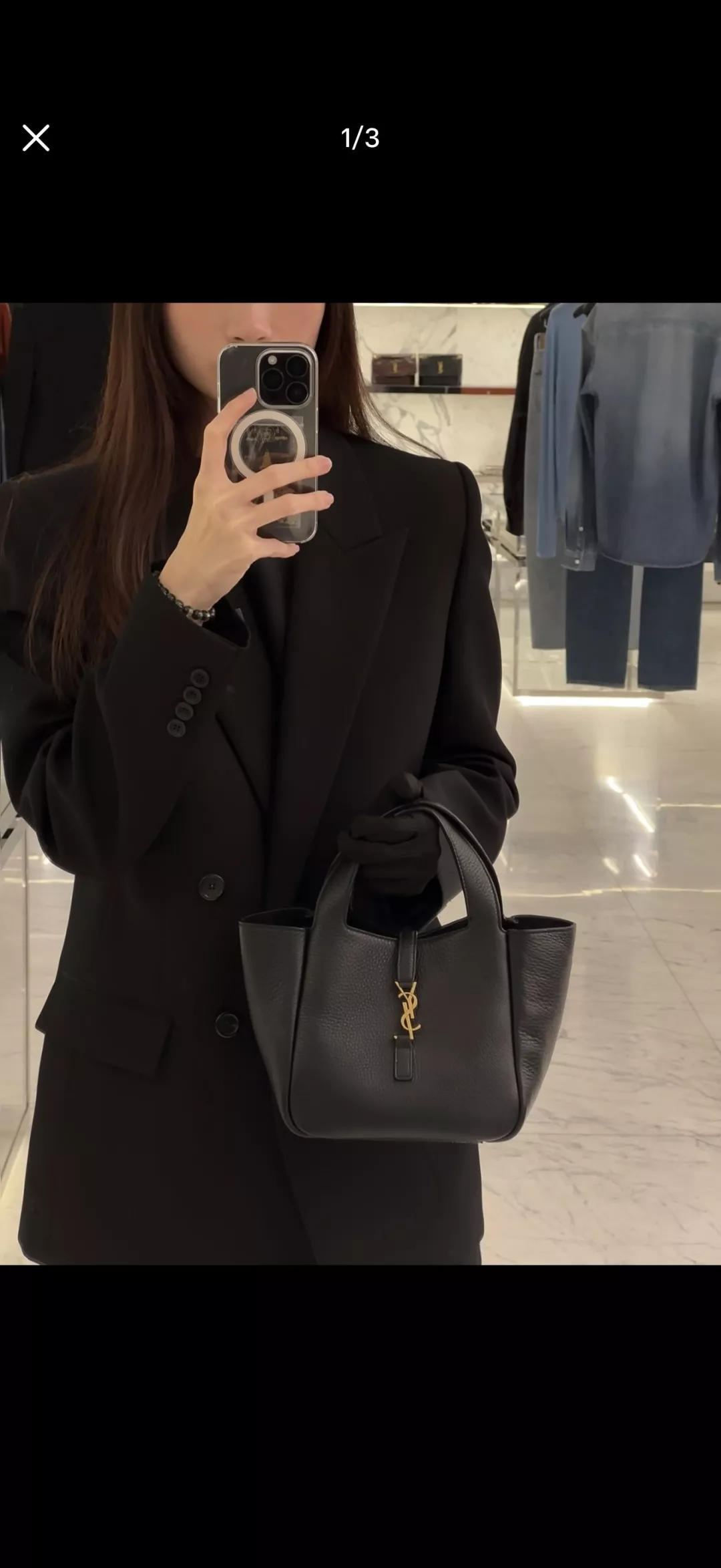 입생로랑 컷아웃 손잡이 타원형 바닥 토트백 상세 이미지 24