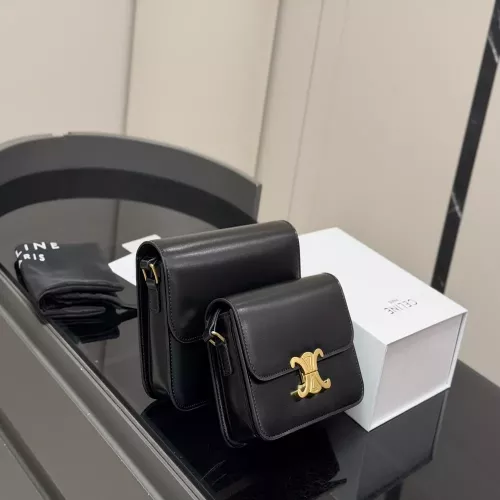 셀린느 복고 로고 장식 소가죽 플랩 크로스백
