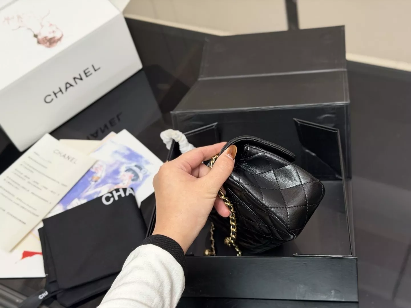 샤넬 퀼팅 골드 볼 길이 조절 체인 보스턴백 상세 이미지 6