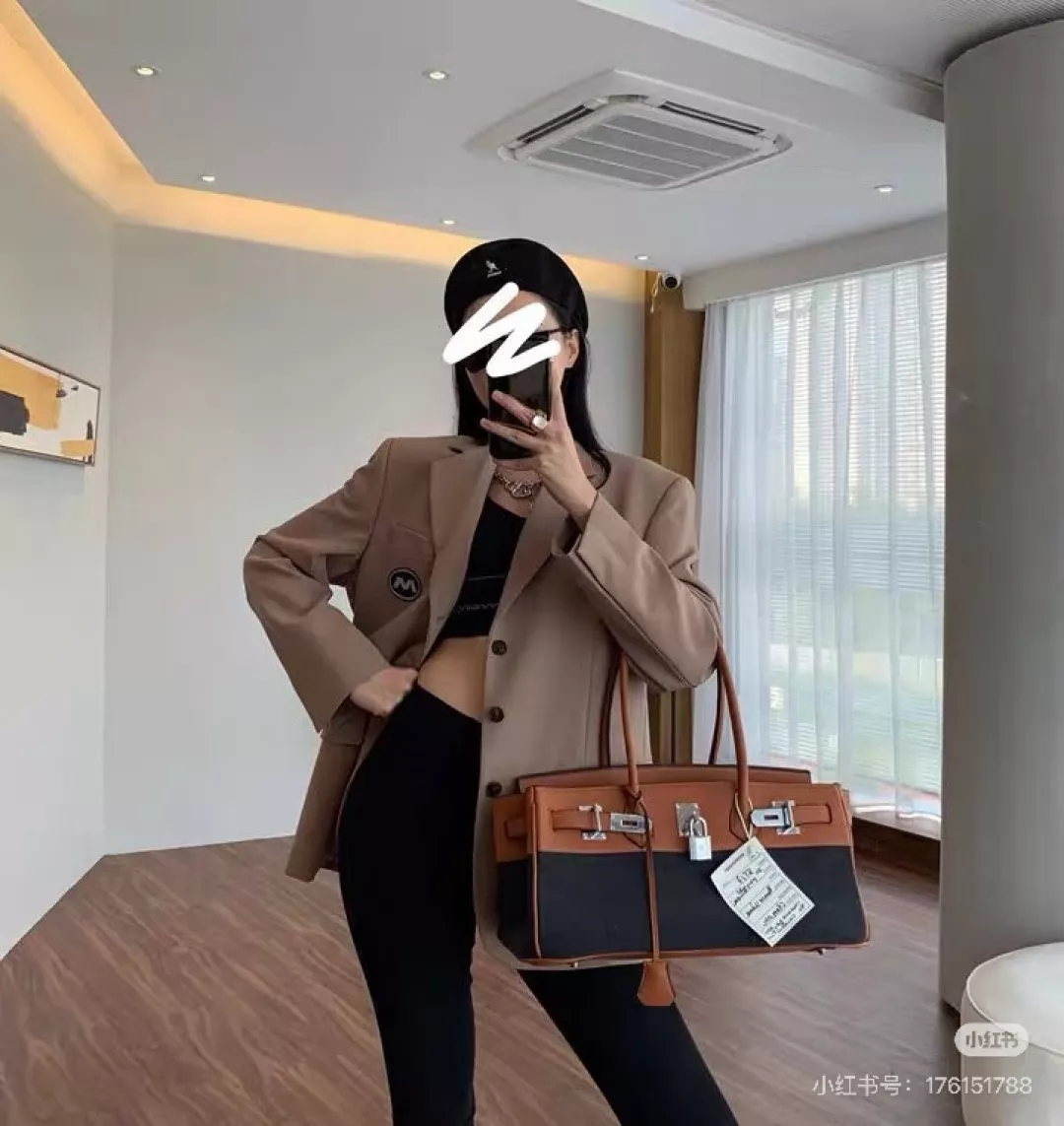 에르메스 배색 패널 소가죽 가로형 토트백 상세 이미지 13