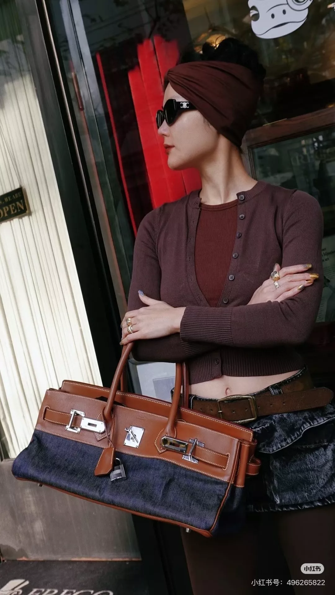 에르메스 배색 패널 소가죽 가로형 토트백 상세 이미지 19