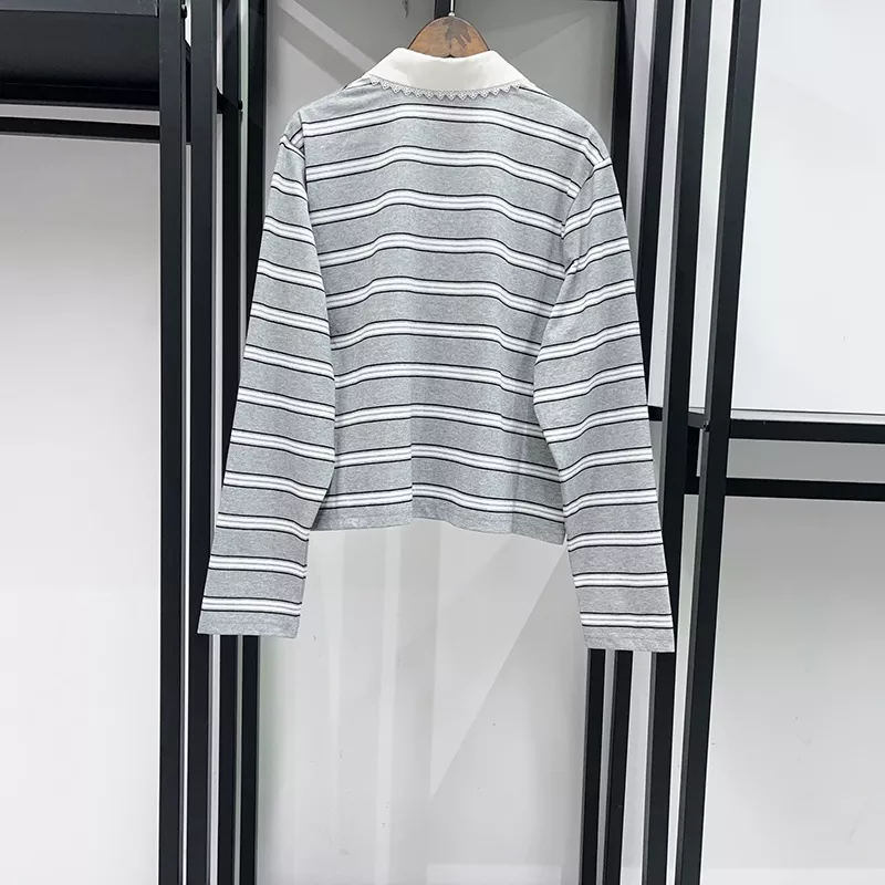 노브랜드 레이스 카라 스트라이프 여성용 긴소매 티셔츠 상세 이미지 11