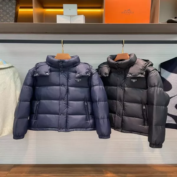프라다 소매 탈부착 나일론 남녀공용 쇼트 패딩