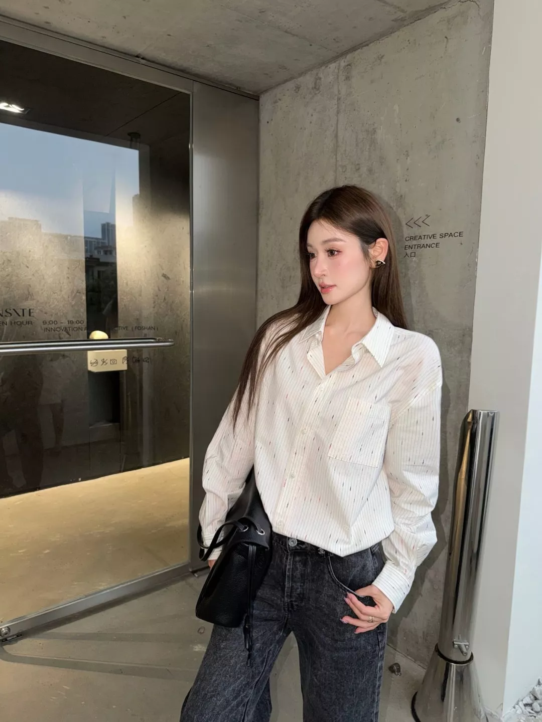 샤넬 별무늬 면 포플린 남녀공용 긴소매 셔츠 상세 이미지 23