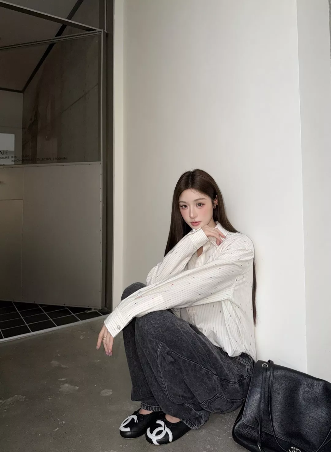 샤넬 별무늬 면 포플린 남녀공용 긴소매 셔츠 상세 이미지 24
