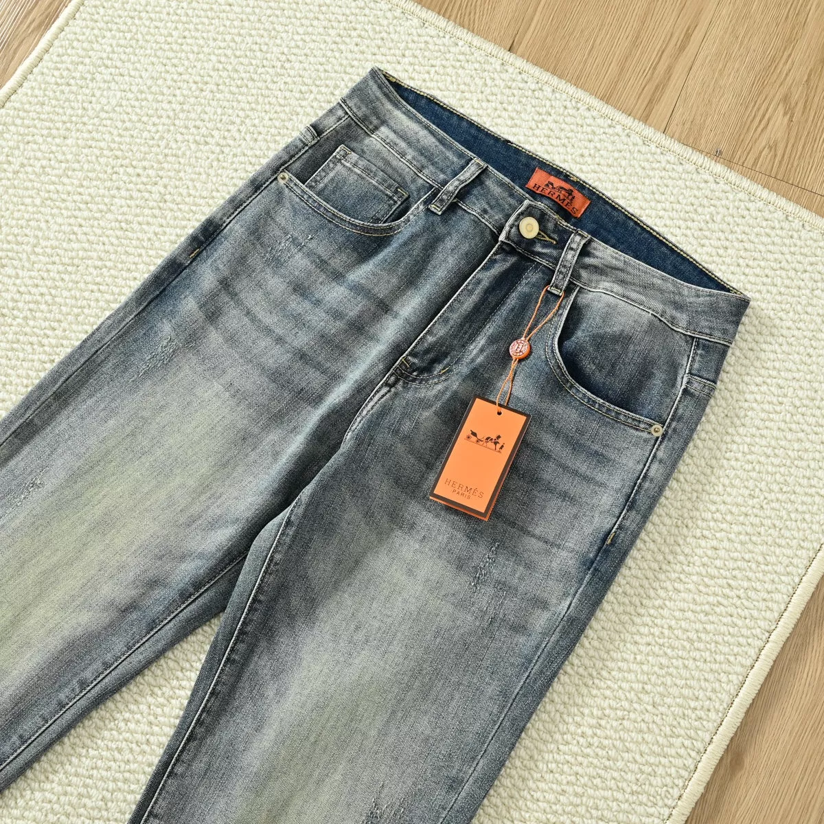 에르메스 워싱 스트레이트 남녀공용 데님 팬츠 상세 이미지 10