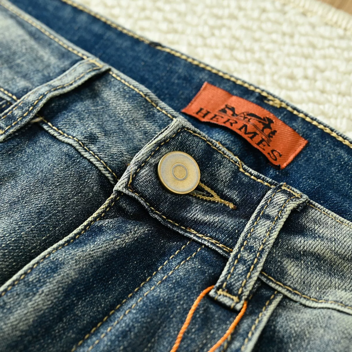 에르메스 워싱 스트레이트 남녀공용 데님 팬츠 상세 이미지 12