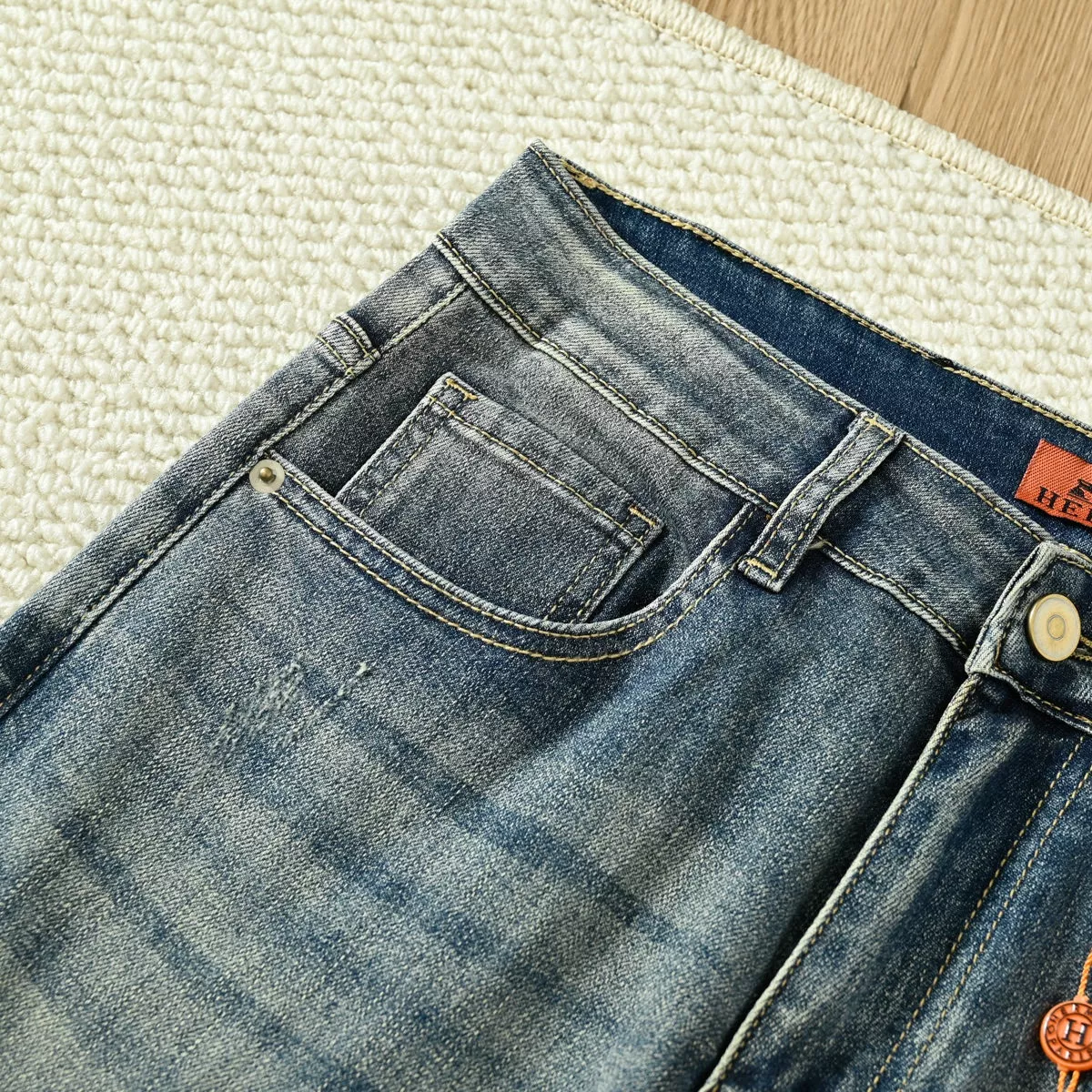 에르메스 워싱 스트레이트 남녀공용 데님 팬츠 상세 이미지 13