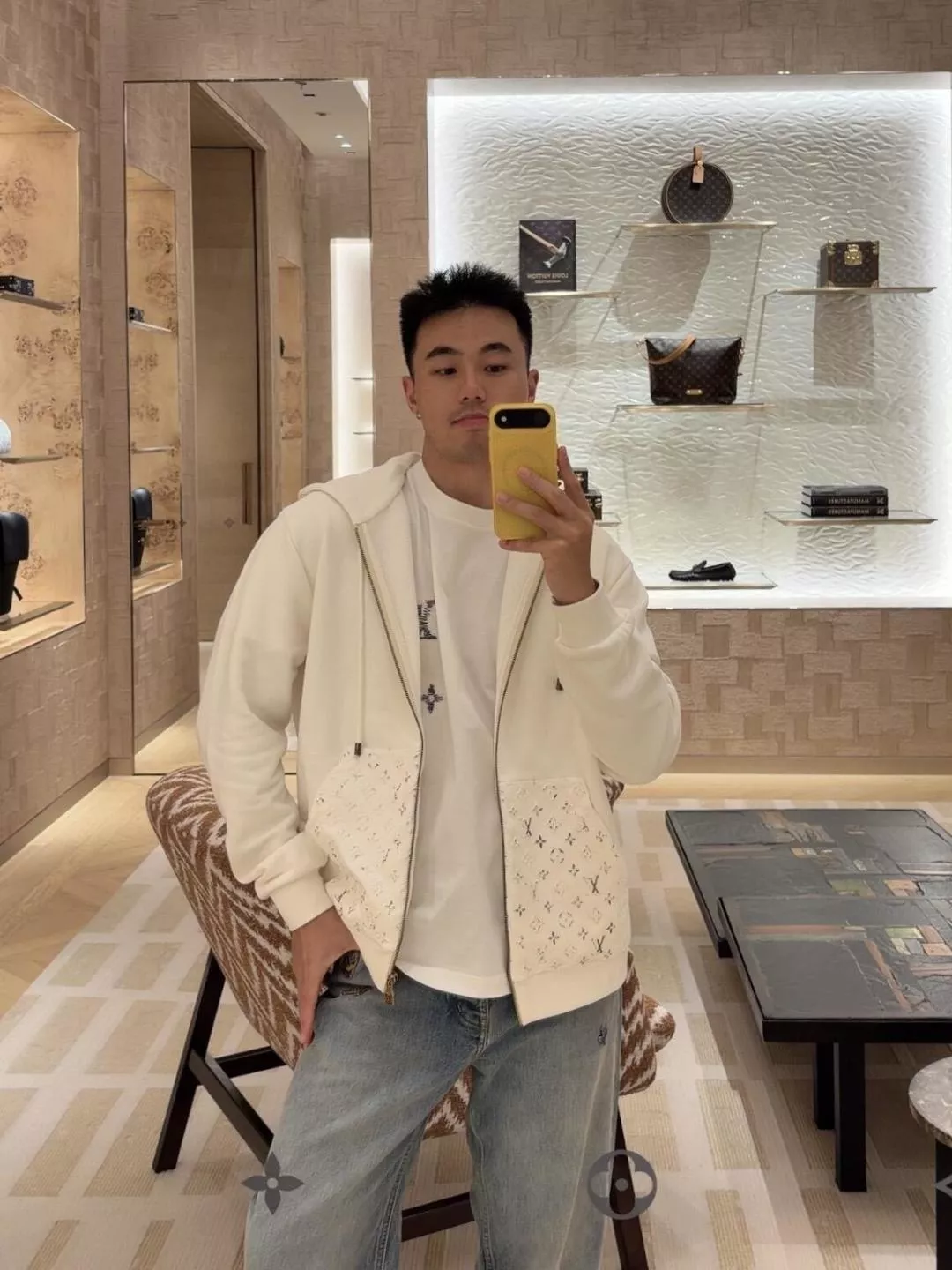 루이비통 모노그램 압화 면 남녀공용 후드 재킷 상세 이미지 13