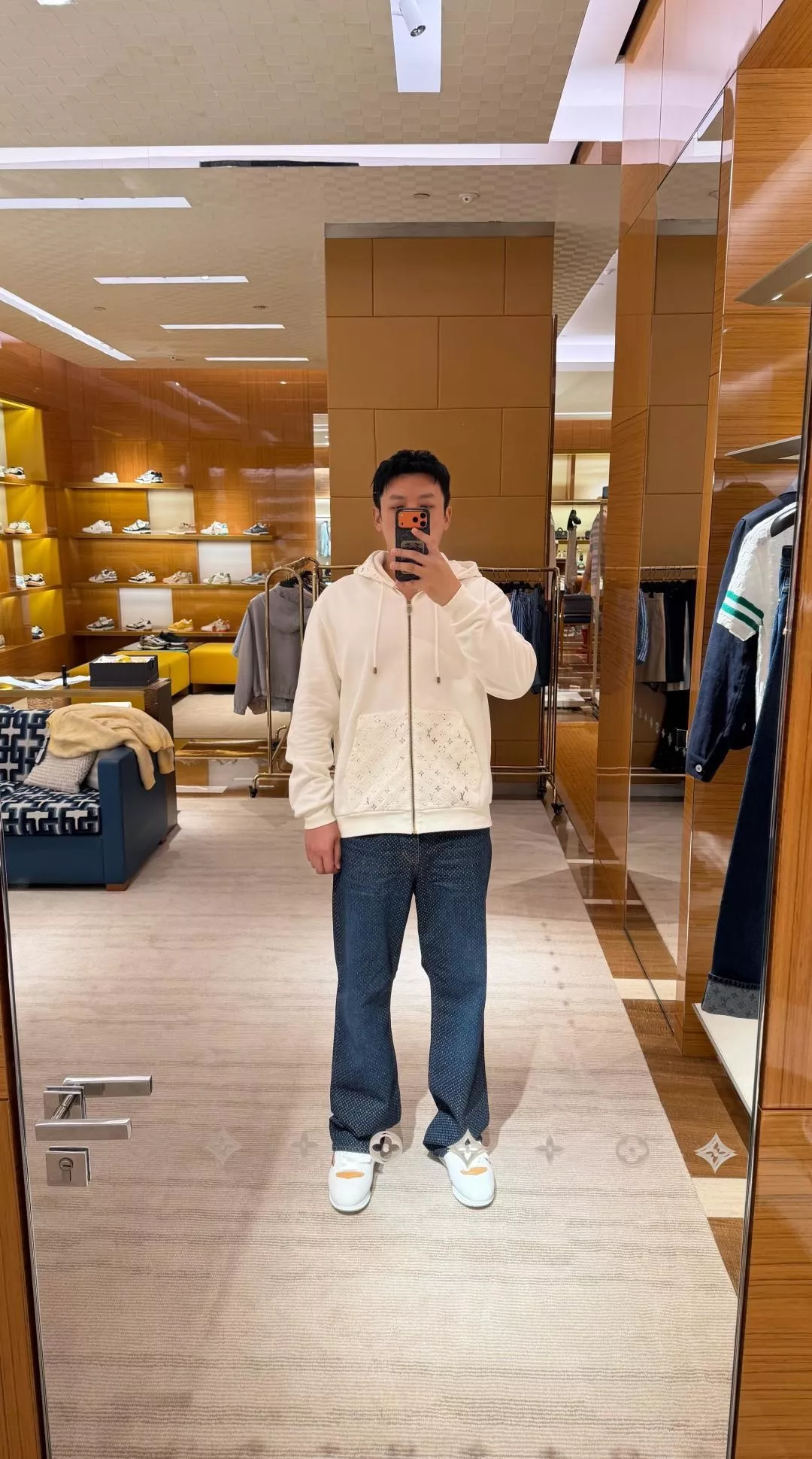 루이비통 모노그램 압화 면 남녀공용 후드 재킷 상세 이미지 17