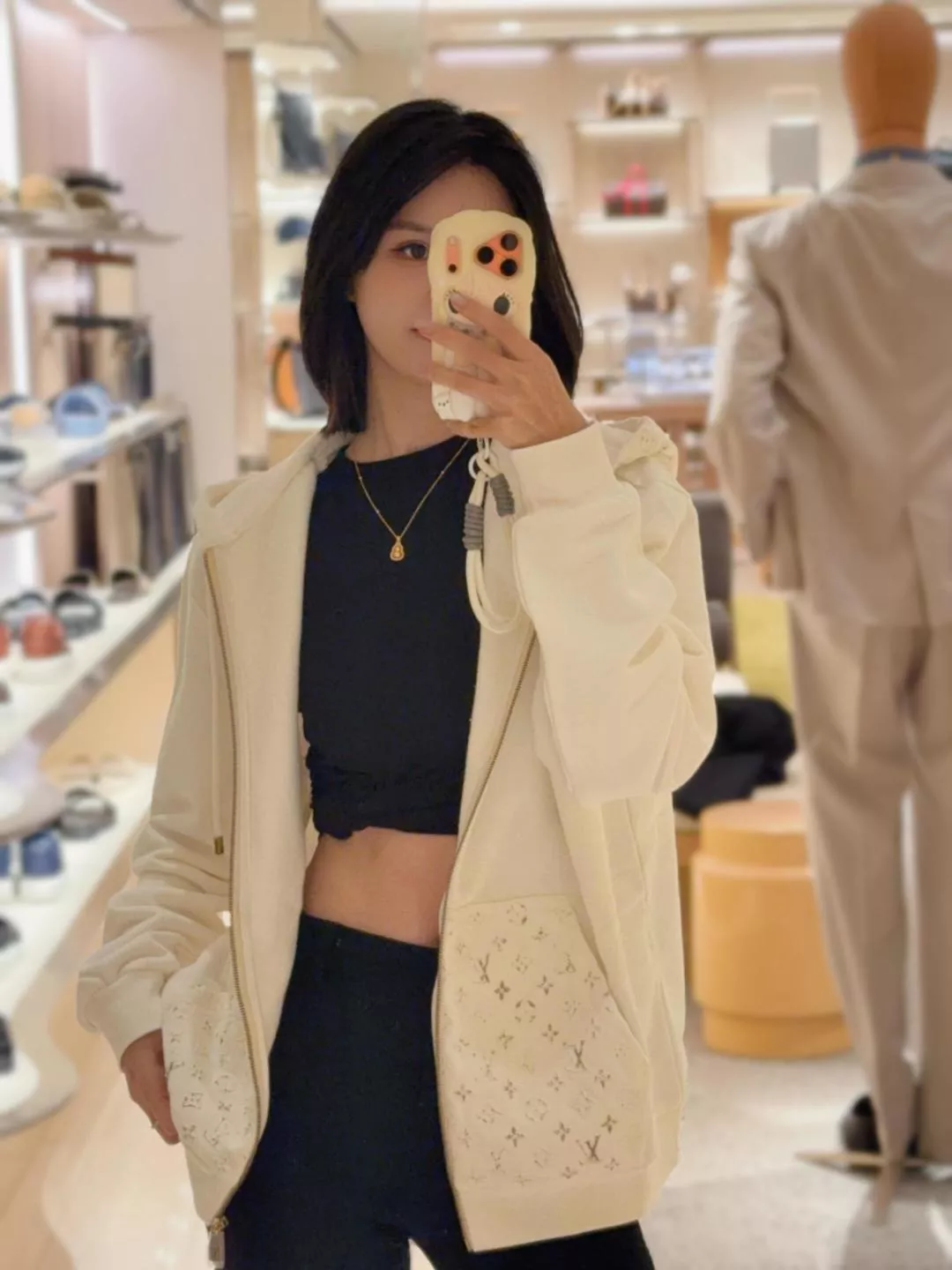 루이비통 모노그램 압화 면 남녀공용 후드 재킷 상세 이미지 21