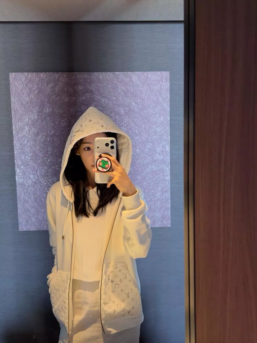 루이비통 모노그램 압화 면 남녀공용 후드 재킷 상세 이미지 24