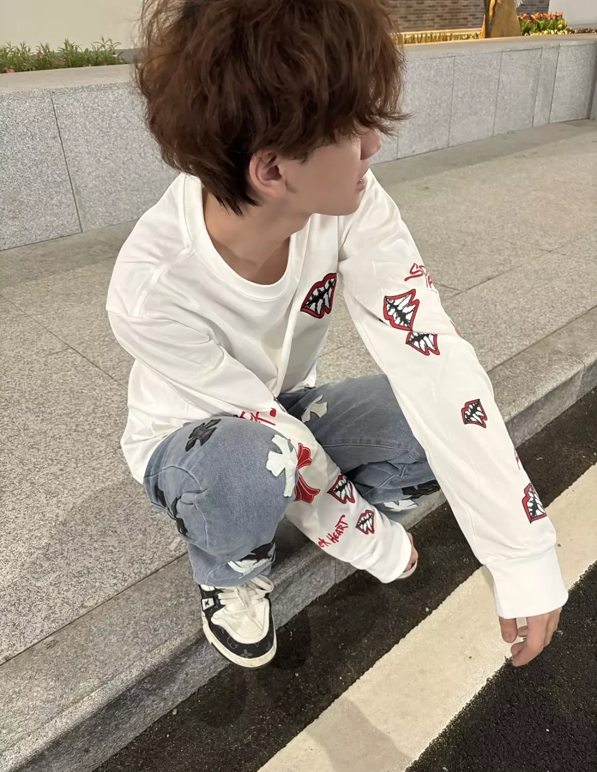 크롬하츠 치아 모티프 남녀공용 긴소매 티셔츠 상세 이미지 15