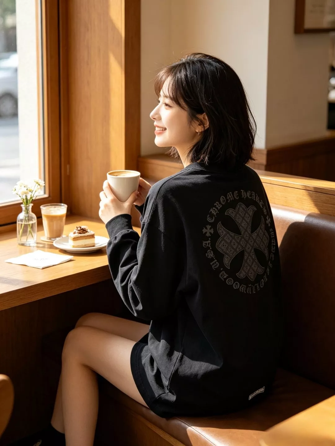 크롬하츠 십자가 프린트 남녀공용 긴소매 티셔츠 상세 이미지 13