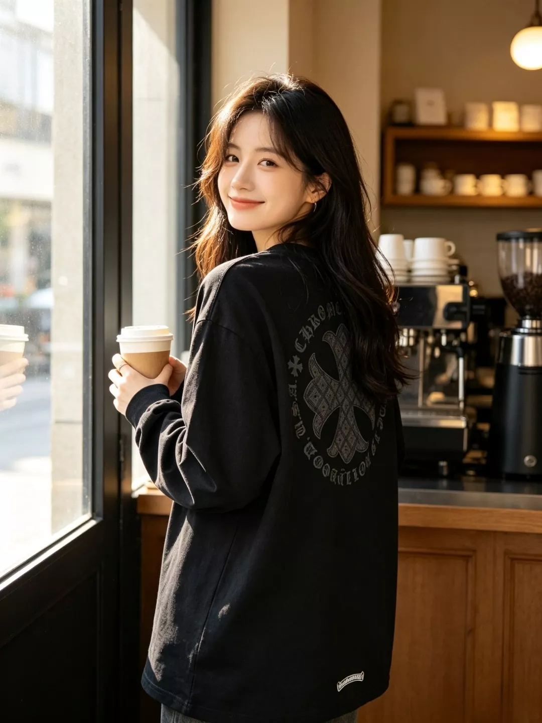 크롬하츠 십자가 프린트 남녀공용 긴소매 티셔츠 상세 이미지 19