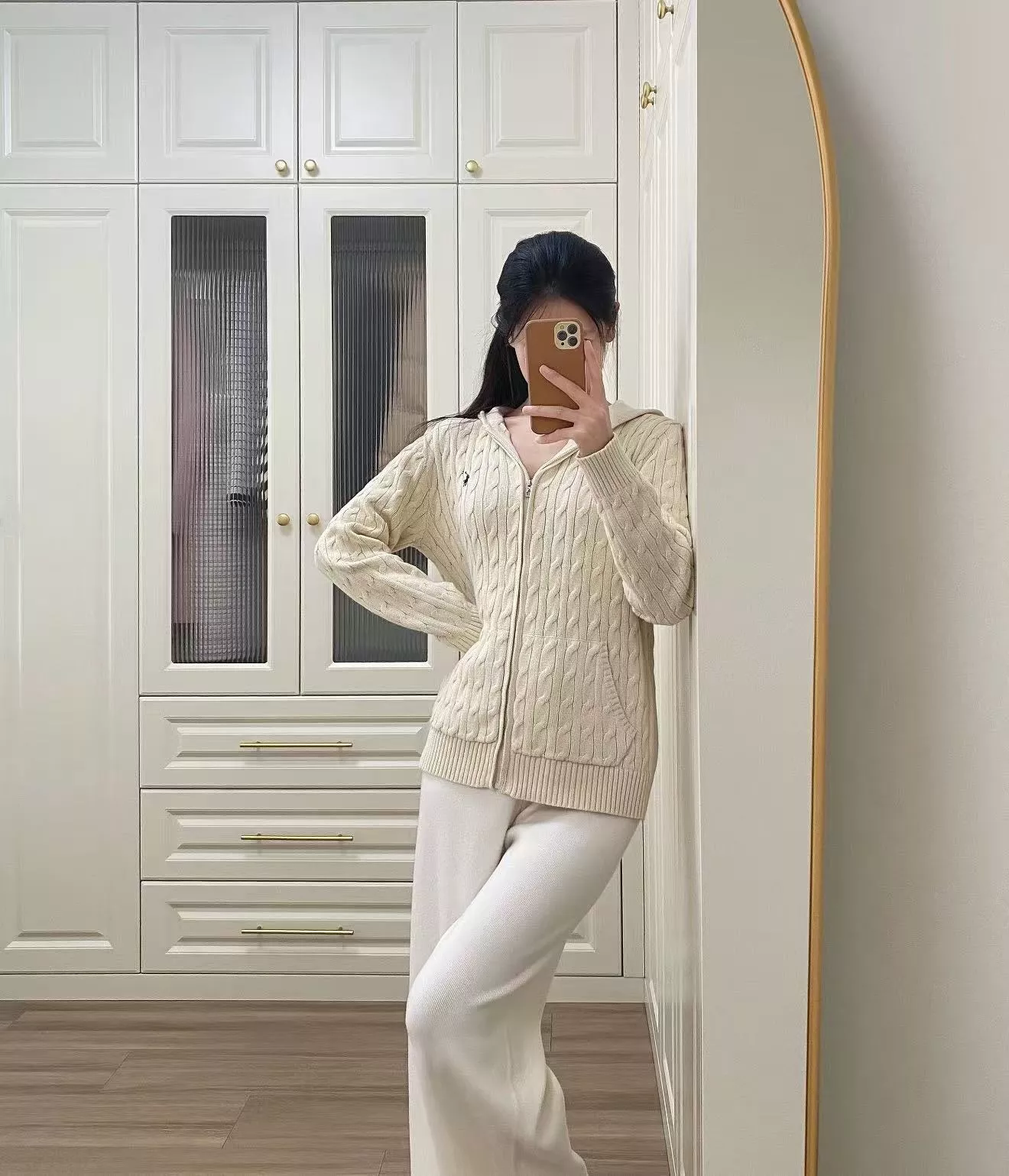 랄프로렌 케이블 짜임 후드 남녀공용 니트 재킷 상세 이미지 19
