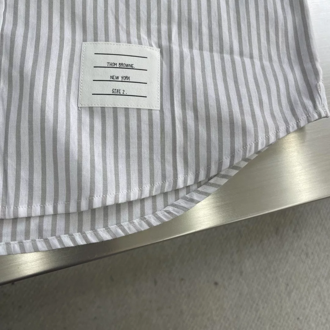 톰브라운 면 스트라이프 남녀공용 긴소매 셔츠 상세 이미지 6