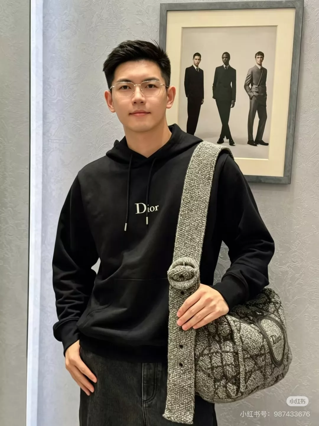 디올 로고 자수 면 남녀공용 후드 티셔츠 상세 이미지 10