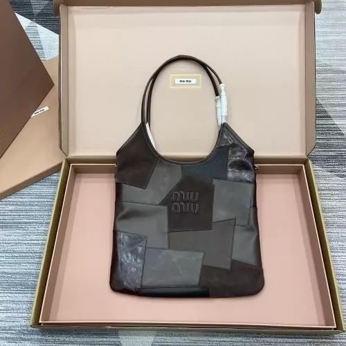미우미우 패치워크 가죽 어깨 걸침 토트백