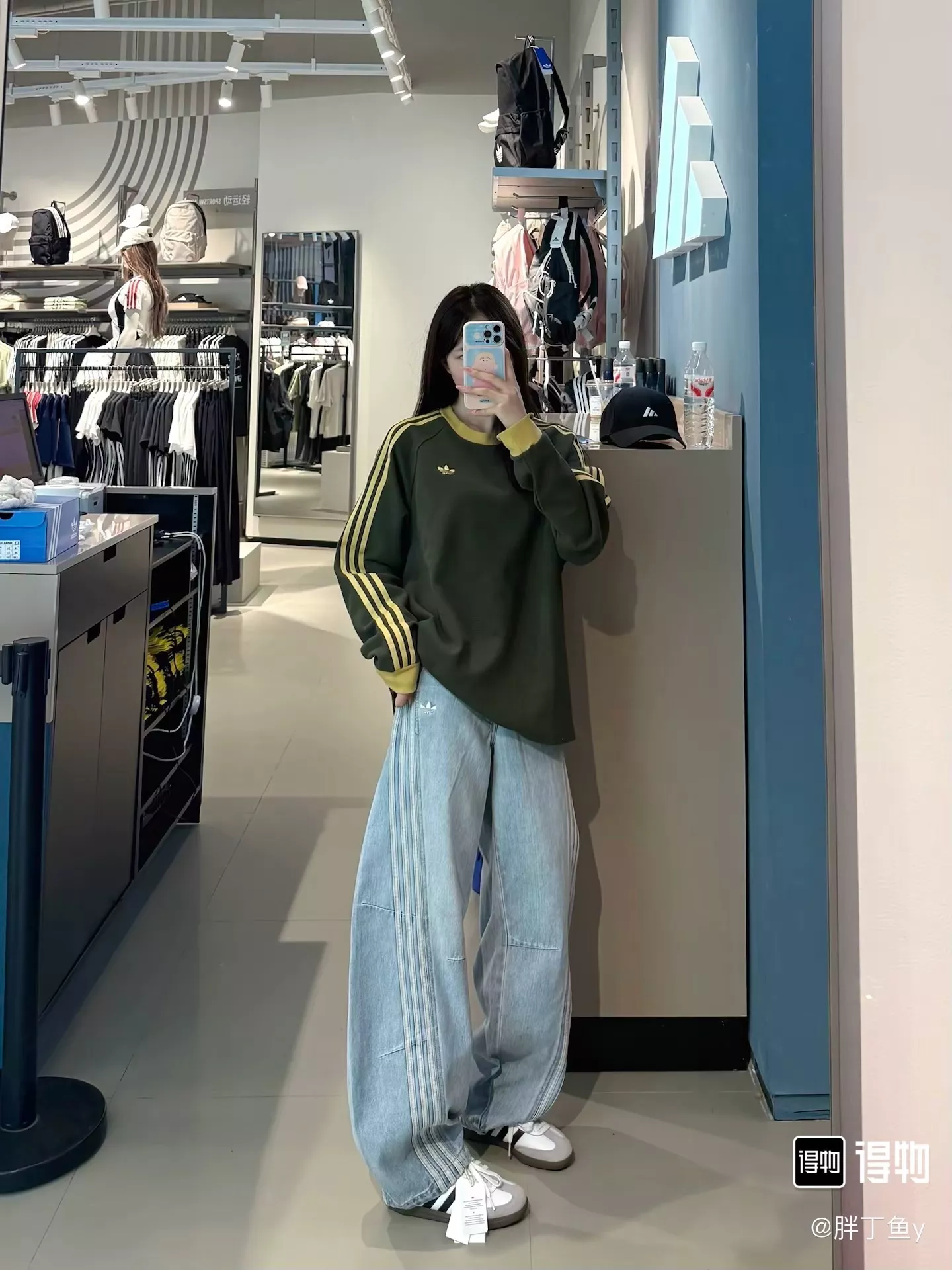 아디다스 와플 조직 배색 남녀공용 긴소매 티셔츠 상세 이미지 12