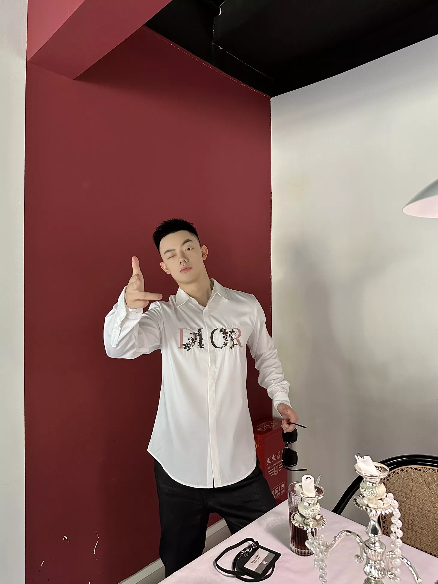 디올 그라데이션 꽃 자수 남녀공용 긴소매 셔츠 상세 이미지 13