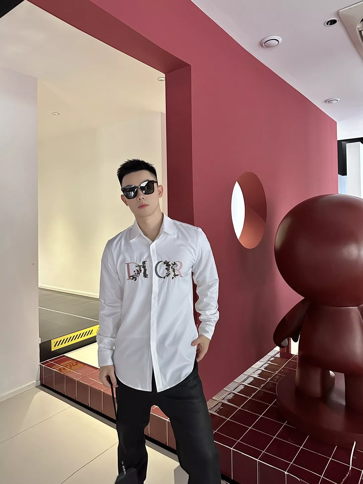 디올 그라데이션 꽃 자수 남녀공용 긴소매 셔츠 상세 이미지 16