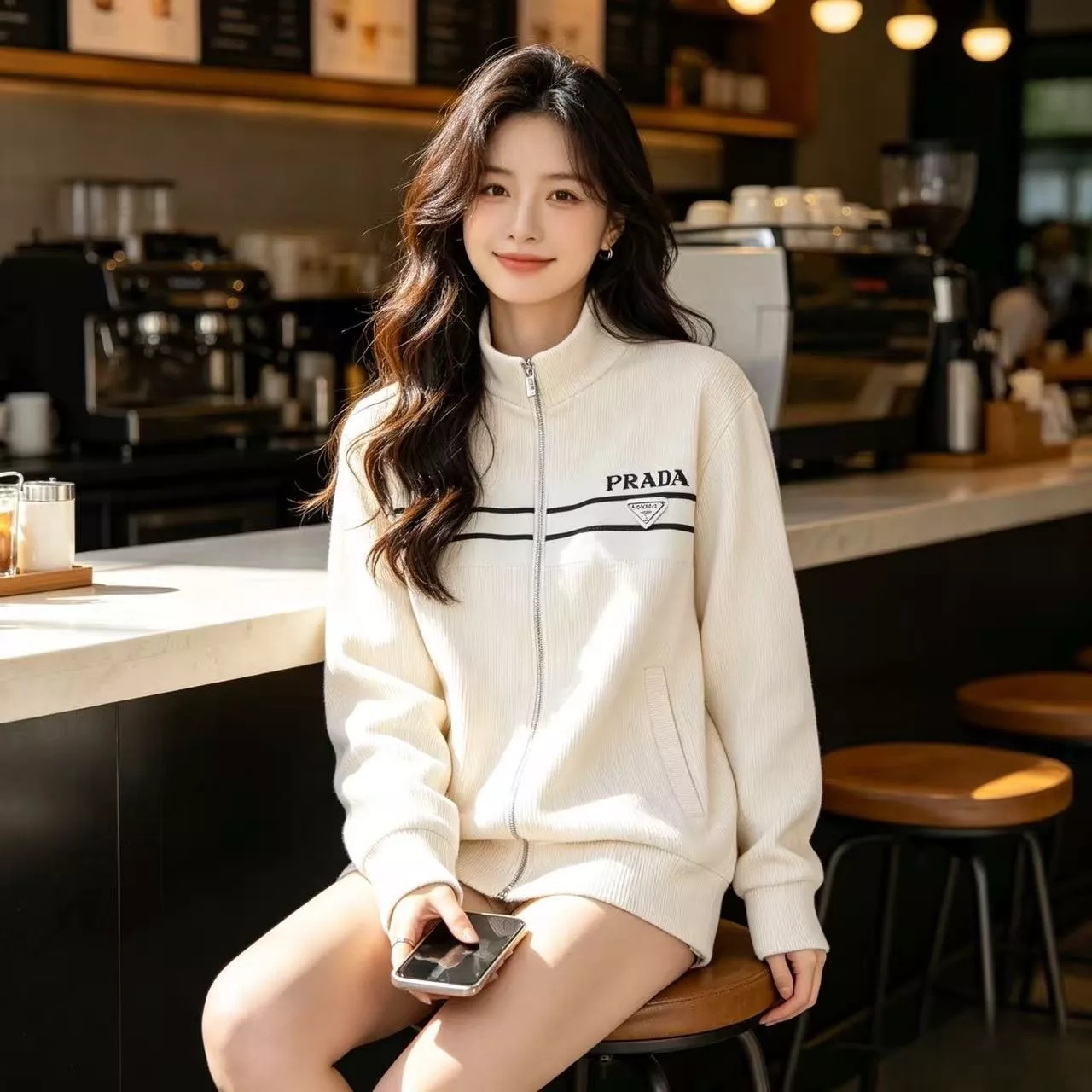 프라다 더블 스트라이프 남녀공용 니트 재킷 상세 이미지 11