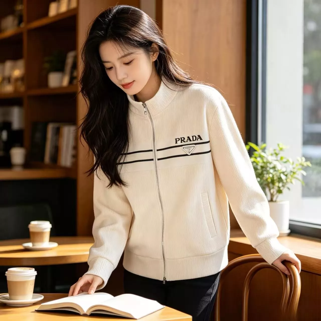 프라다 더블 스트라이프 남녀공용 니트 재킷 상세 이미지 12