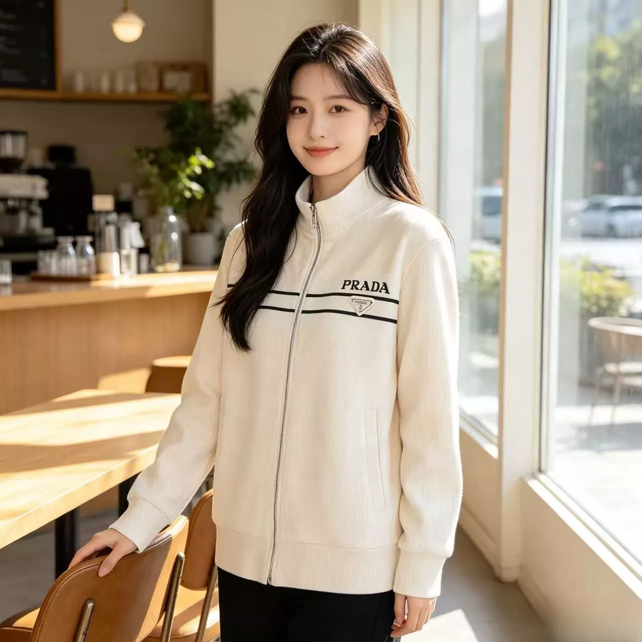 프라다 더블 스트라이프 남녀공용 니트 재킷 상세 이미지 13